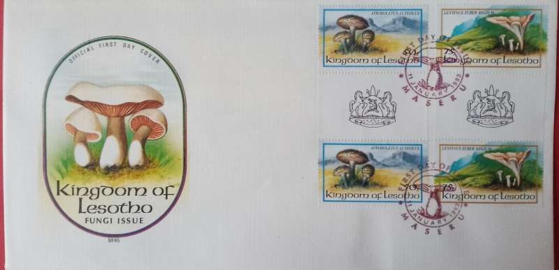 botswana mushrooms with gutter pairs 1983`fdc