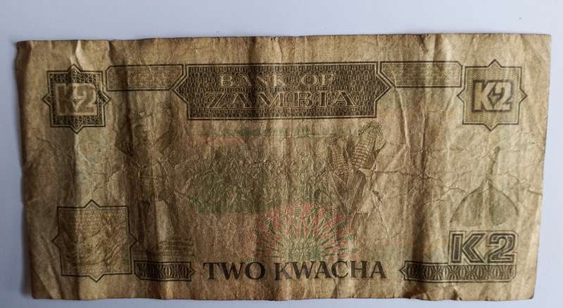 ZAMBIA 2 KWACHA BANK NOTE-SEE SCANS