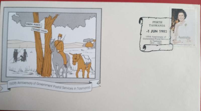 AUSTRALIAN  150TH POSTAL SERVICES IN TASMANIA 1982 FDC