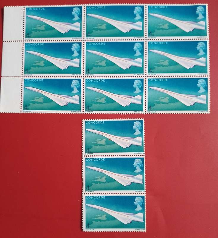 GB SG 784 Concorde BLOCK OF 9 AND LINE OF 3 MNH