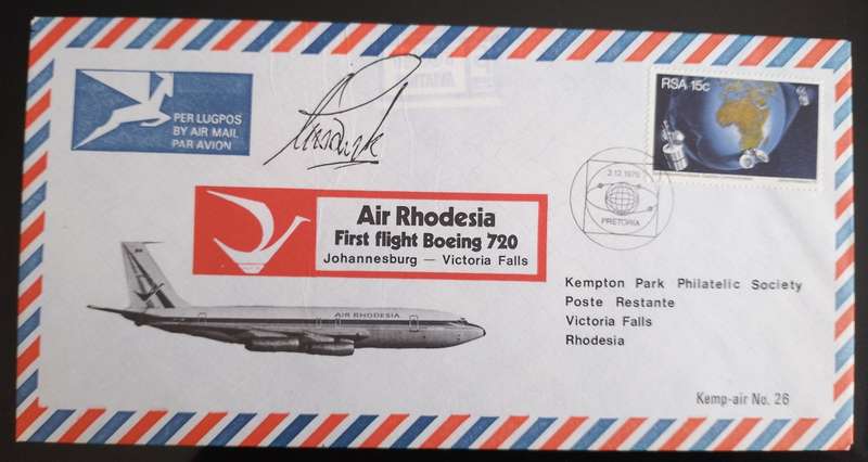 AIR RHODESIA FIRST FLIGHT BOEING 720 JHB-VICTORIA FALLS 1975