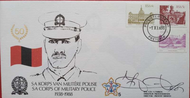 SA CORPS OF MILITARY POLICE # 5 (1938-1988) SIGNED BY THE DIRECTOR OF PROVOST SERVICES