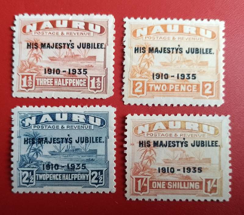 NAURU OVERPRINT 1 1/2/2/2 1/2/1s OVER PRINTS MH