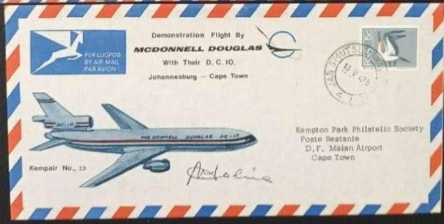 DEMONSTRATION FLIGHT BY MCDONNELL DOUGLAS DC 10-JHB-CAPETOWN 1975