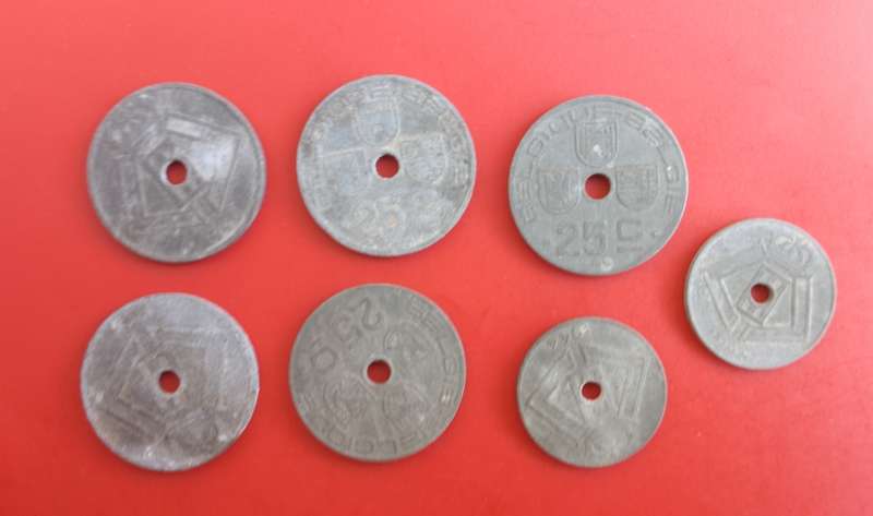 BELGIE/BELGIUM X7 COINS FROM WW2 ERA
