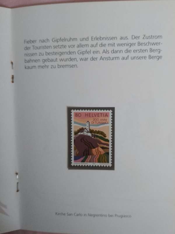 Switzerland 1987 PTT Souvenir booklet 200 Years of Tourism with 4 stamps and a mini sheet