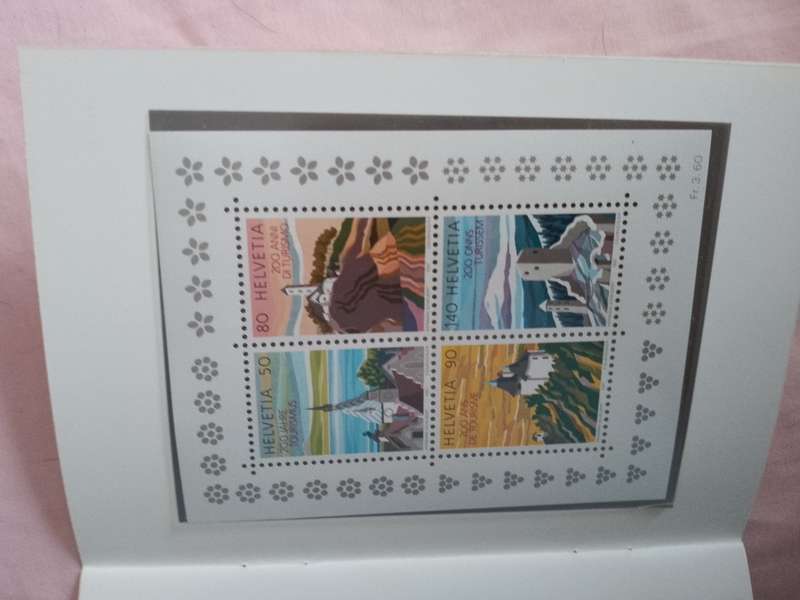 Switzerland 1987 PTT Souvenir booklet 200 Years of Tourism with 4 stamps and a mini sheet