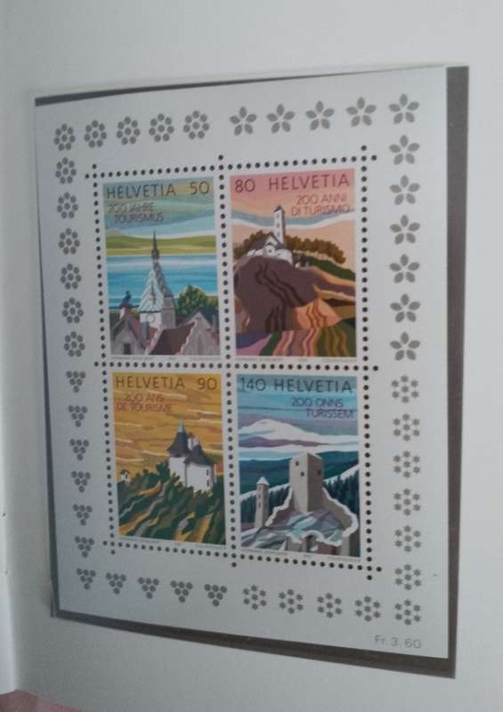 Switzerland 1987 PTT Souvenir booklet 200 Years of Tourism with 4 stamps and a mini sheet