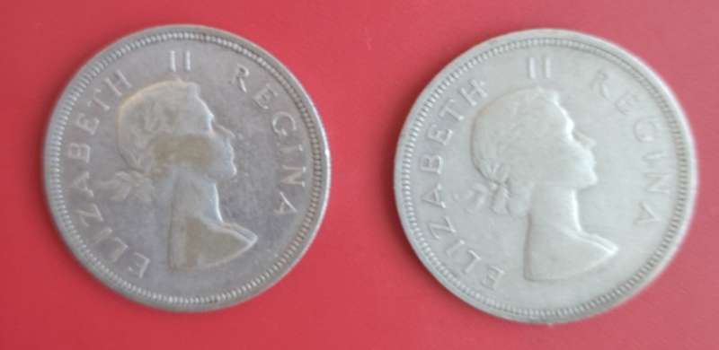 UNION 2X 2 1/2 SHILLING SILVER 1957/8