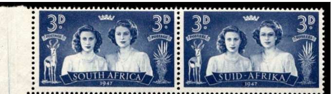 Union of SA 3d ROYAL VISIT- "Black-eyed Princess" - 1947 (ROW 19/2) PROVING BLOCK MNH