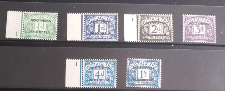 SOUTHERN RHODESIA 1951 POSTAGE DUE COMPETE SET MNH