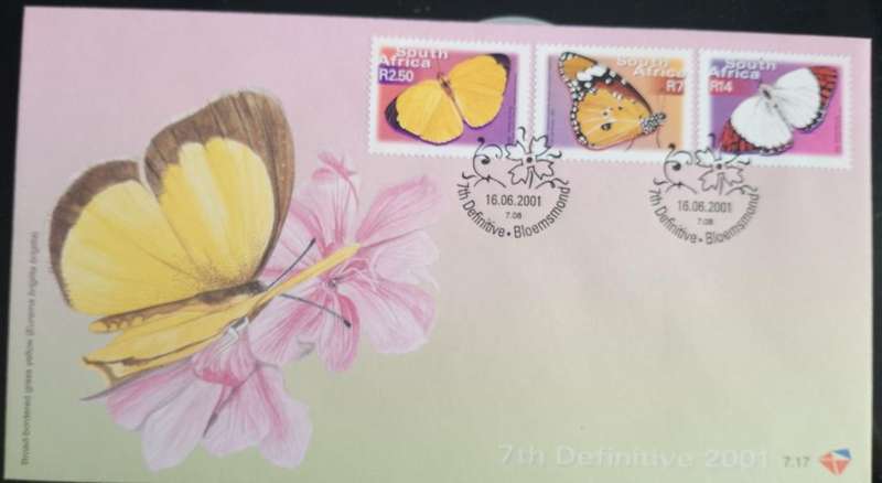 RSA 2001 7TH DEFINITIVE BUTTERFLIES FDC 7.17