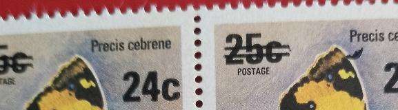 RHODESIA 1976 DEFINITIVE SACC 291 SURCHARGE 24 CENT BLOCK of 4  MINT VARIETY WING FLAW SEE SCANS