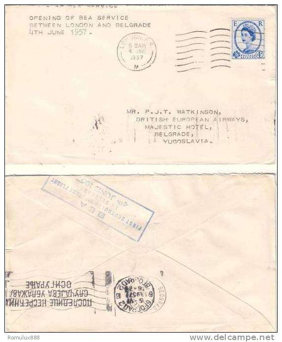 BEA-BRITISH EUROPEAN AIRWAYS FIRST VISCOUNT FLIGHT LONDON-BELGRADE 1957