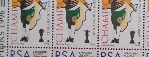 RSA 1976 SOCCER AFRICA CUP OF NATIONS COMPLETE SHEET  WITH VARIETY MISSING BLACK DOT/FOOTBALL