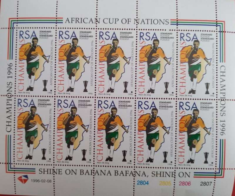 RSA 1976 SOCCER AFRICA CUP OF NATIONS COMPLETE SHEET  WITH VARIETY MISSING BLACK DOT/FOOTBALL