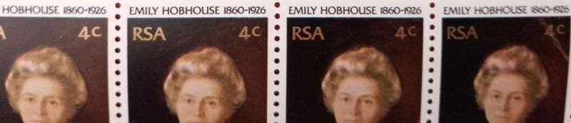 EMILY HOBHOUSE 4C x4  STAMPS 1976 WITH VARIETY GOLD LINE THRU 4 cent