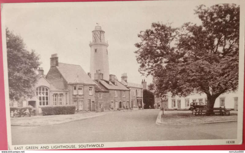GB-SOUTHWOLD EAST GREEN AND LIGHTHOUSE B/W POST CARD