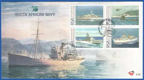 RSA-FDC-1997-SACC 6.55-75th Anniversary of the SA Navy-Thematic-Boat-Navy