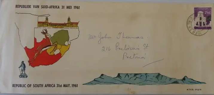 RSA 1st Definitive Series (1961)-LONG FDC