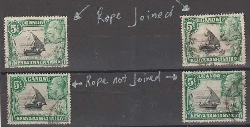 KUT 1935 5c KGV Rope joined & Rope not joined variety x 2 LOTS. Good Value. CAT VALUE £100