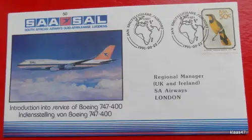 South African Airways - SAA SAL - Flight Cover No 50