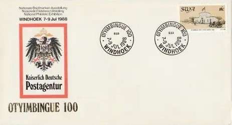 1988 South-West Africa Otyimbingue 100 The Organised Postal Service in SWA Commemorative Cover