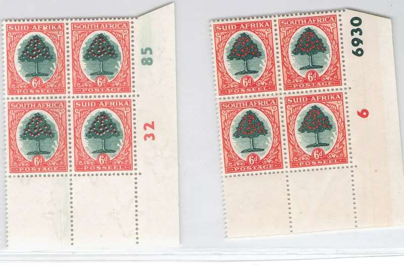 1947 UNION of S A 6d Control blocks no 6/32 and 6/6930  R420-SEE SCAN CV R420-SEE SCAN