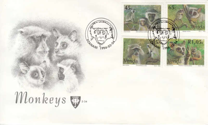 VENDA OFFICIAL FDC 2.34 1994: MONKEYS
