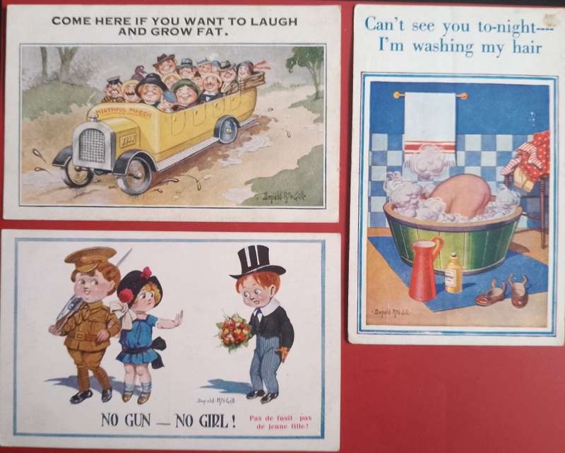GB EARLY CARTOON POST CARDS x3