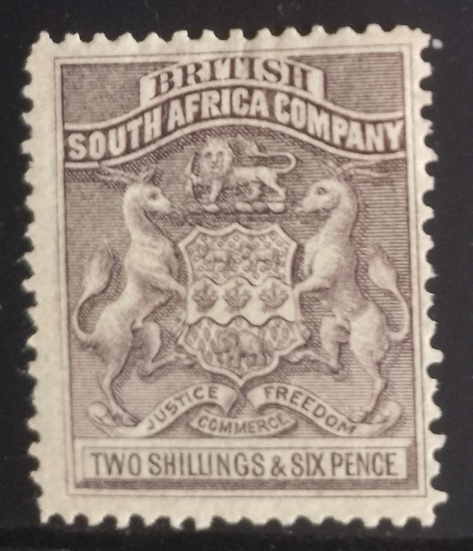 1892 2s6d GREY -PURPLE RHODESIA SOUTH AFRICA COMPANY MINT SACC#6