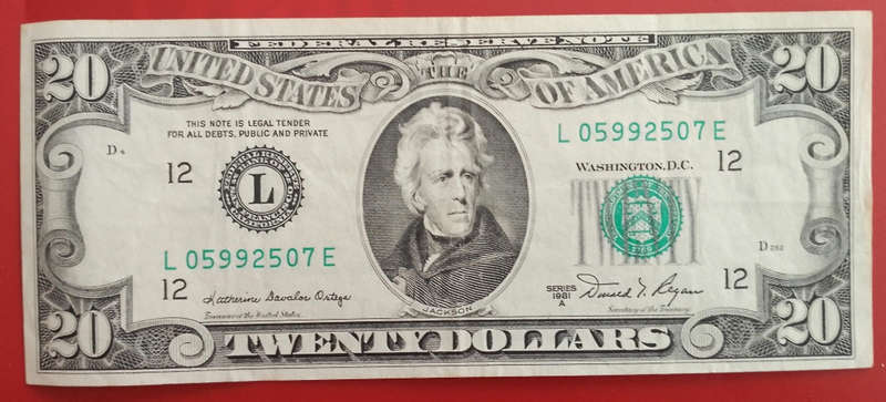 USA $20 dollar bank note
