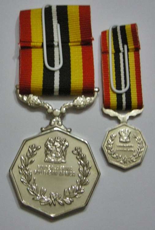 Full Size Southern Africa Medal Double Face Susp Tall Grass Poor Detail Number on Rim w/ Miniature