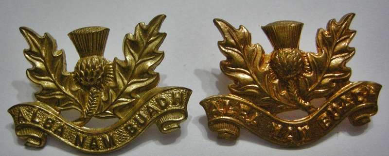 Transvaal Scottish Collar Badges x 2 Variations Dinnes 732 and 733