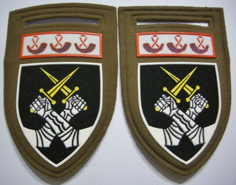 Regiment Bloemspruit Rubberised Shoulder Flashes Pair Pins Intact