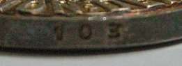 Full Size John Chard Decoration Numbered 103 on Rim w/ Bar & Button