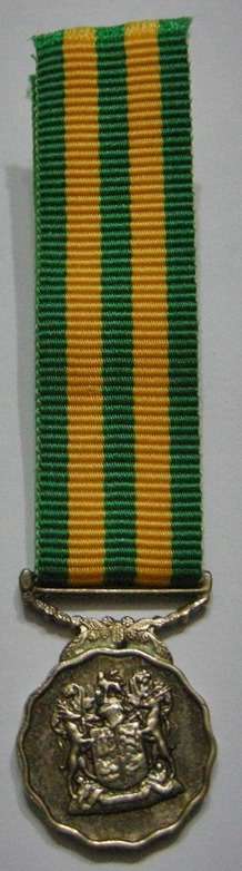Miniature SADF Good Service Medal 30 Years Gold (NOT Real Gold) Marked Silver