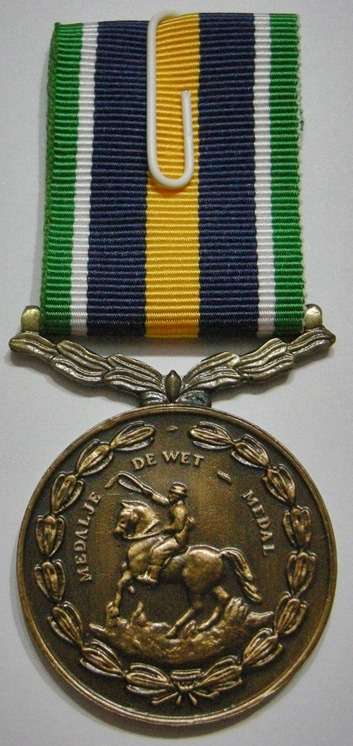 Full Size De Wet Medal Numbered at Back Uniface Suspender