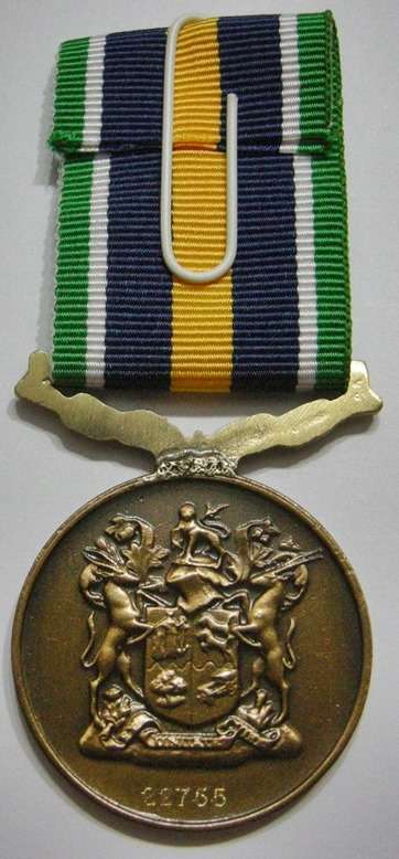 Full Size De Wet Medal Numbered at Back Uniface Suspender