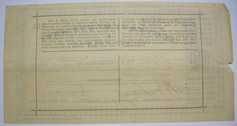 1901 ZAR Boer War Era Pietersburg Issue Een Pond Gouvernements Noot 1.3.1901