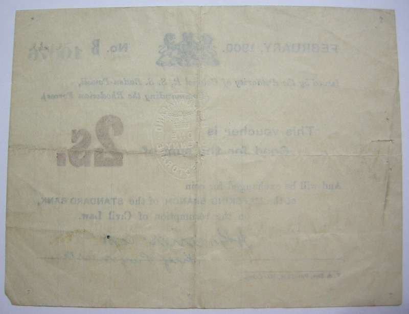 February 1900 ZAR Boer War Era Mafikeng Siege 2S Banknote