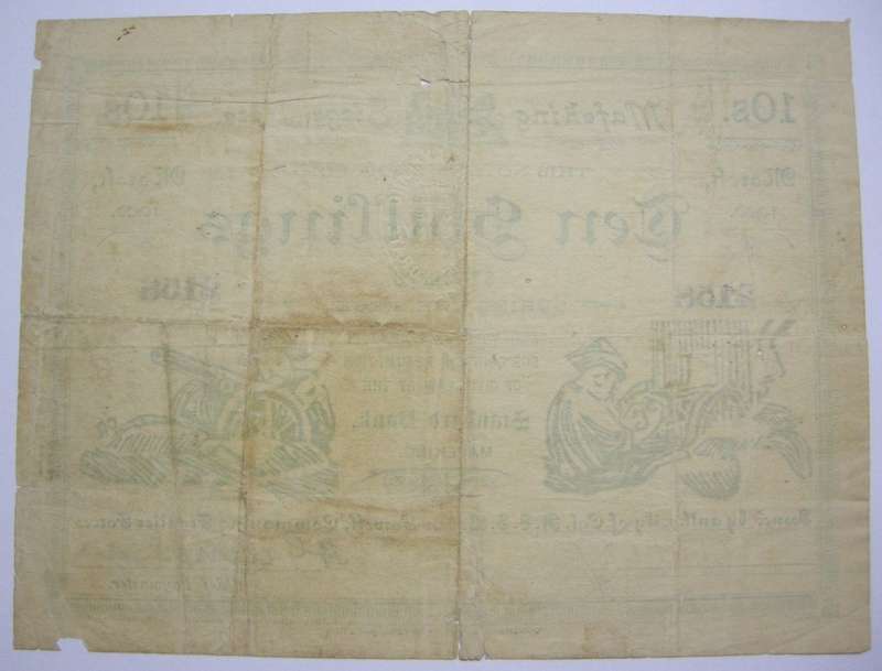 March 1900 ZAR Boer War Era Mafikeng Siege Note Ten Shillings (Note Condition)