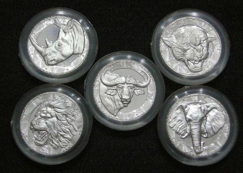 Big 5 Silver Proof Medallion Set w/ Certificate 277 In Original SA Mint Box