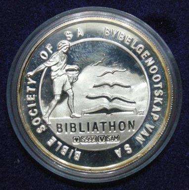 Silver Bible Society of SA Bibliathon Medallion In Original SA Mint Box