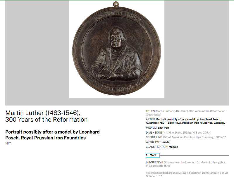 Martin Luther (1483-1546) 300 Years of the Reformation Medallion 102mm 263g Cast Iron