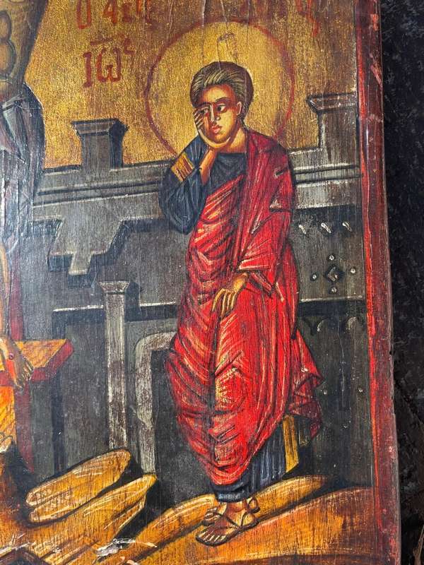 Rare Byzantine/ Russion Icon oil on panel: Crucifixion ( 34 x 26 cm )