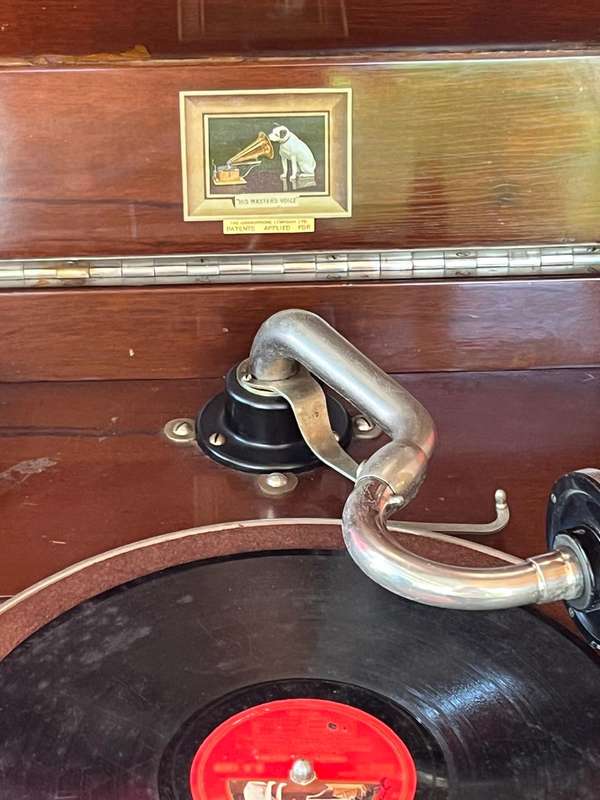 Oak Cased His Masters Voice Gramophone ( Working)