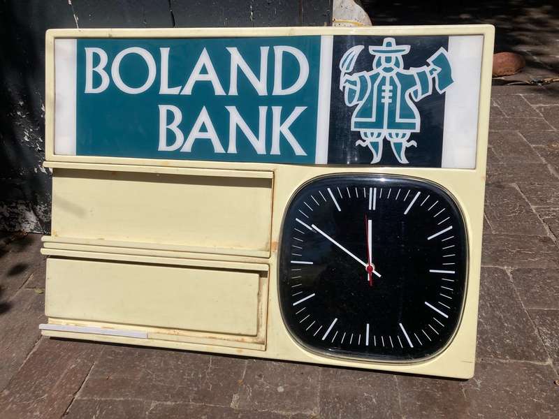 Vintage Boland Bank Advertising Clock ( 60 x 45 cm )