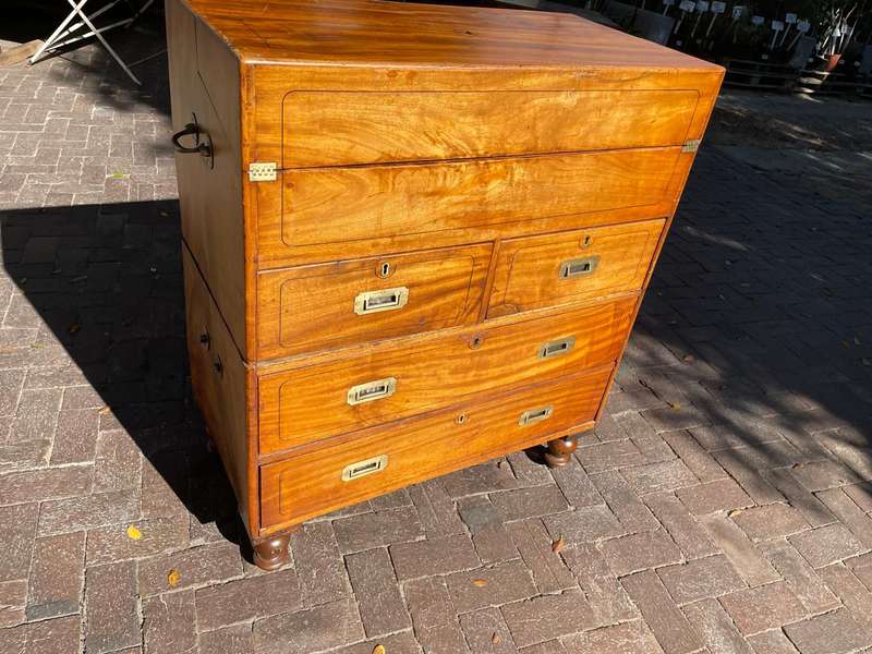 Rare Camphorwood Military Campaign Chest/ Secretaire on Chest ( 108 x 90 x 47 cm )