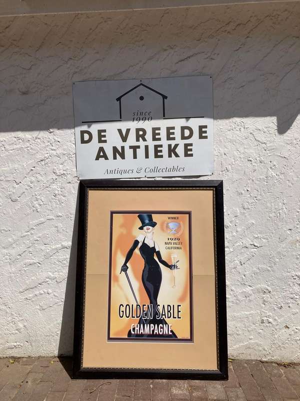 Huge Art Deco Framed Advertising Poster( 135 x 104cm )